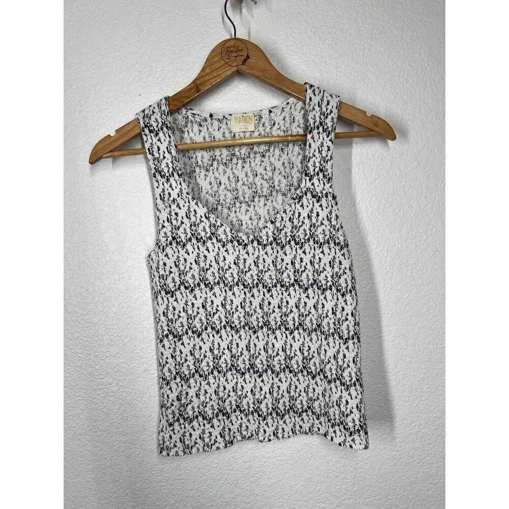 Nation LTD Bella Smocked Tank Top Medium Cottagecore Floral